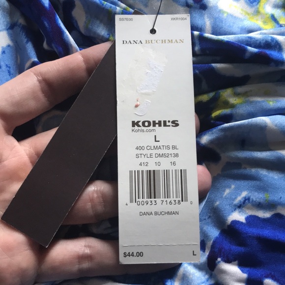 Dana Buchman Clmatis blue scoop neck with pull tie up side. Brand New Large - Picture 4 of 11